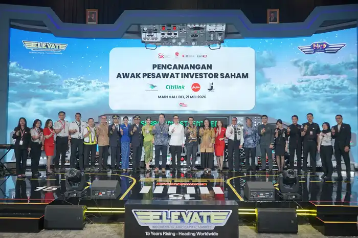  idx.co.id bersama garuda-indonesia.com citilink.co.id, airasia.com, serta jayatrishindo.co.id resmi meluncurkan program Awak Pesawat Investor Saham di Main Hall BEI, Kamis (21/5/2026). 