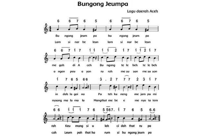 Lirik Lagu  Daerah Bungong  Jeumpa  dari Nanggro Aceh 