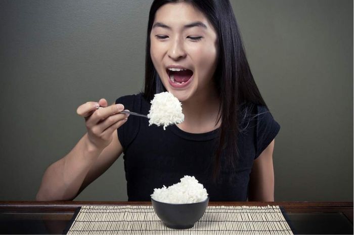 Ilustrasi makan nasi.