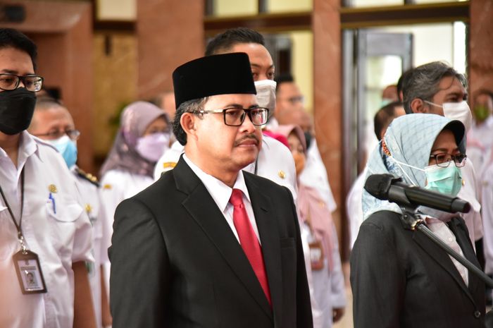 Sekretaris Daerah definitif Kota Surabaya, Ikhsan saat prosesi pelantikan di Balai Kota Surabaya, Rabu (25/01/2023). 