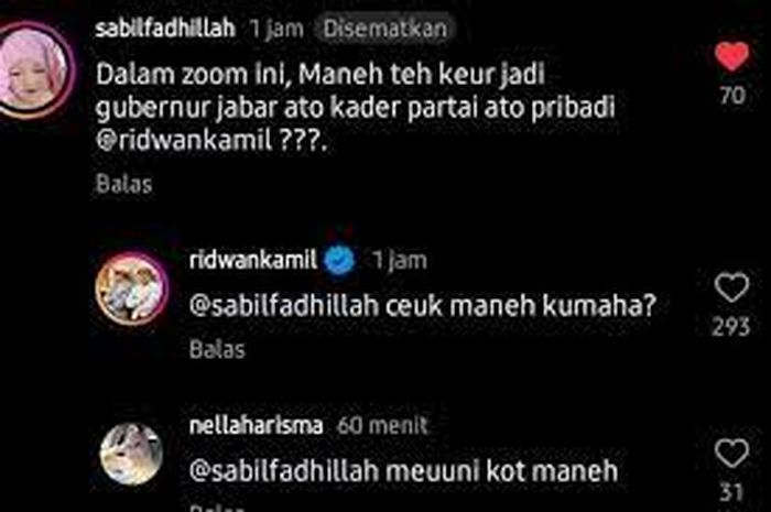 Komentar seorang guru di Instagram Ridwan Kamil. 