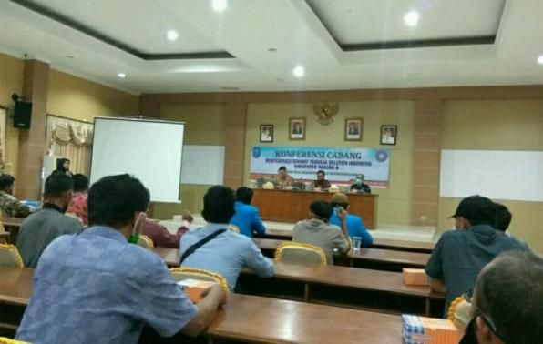 Konferensi Cabang KSPSI Kabupaten Bangka di Ruang OR Bangka Setara Kantor Bupati Bangka, Sabtu (4/7/2020)