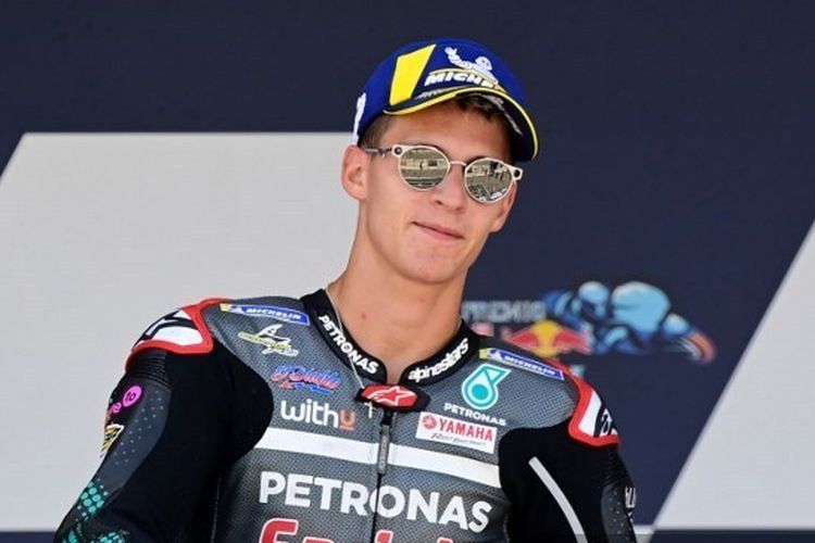 Pebalap Petronas Yamaha SRT, Fabio Quartararo, menjadi pemenang pada MotoGP Spanyol 2020. (AFP/JAVIER SORIANO)  