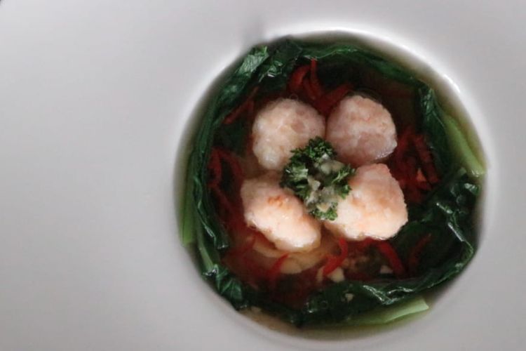 Ilustrasi shrimp floods atau bakso udang. 