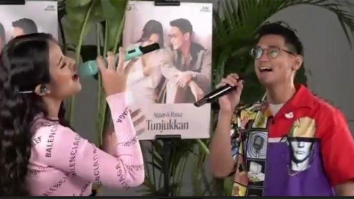 Raisa dan Afgan saat jumpa pers virtual perilisan single duetnya, Jumat (6/11/2020).