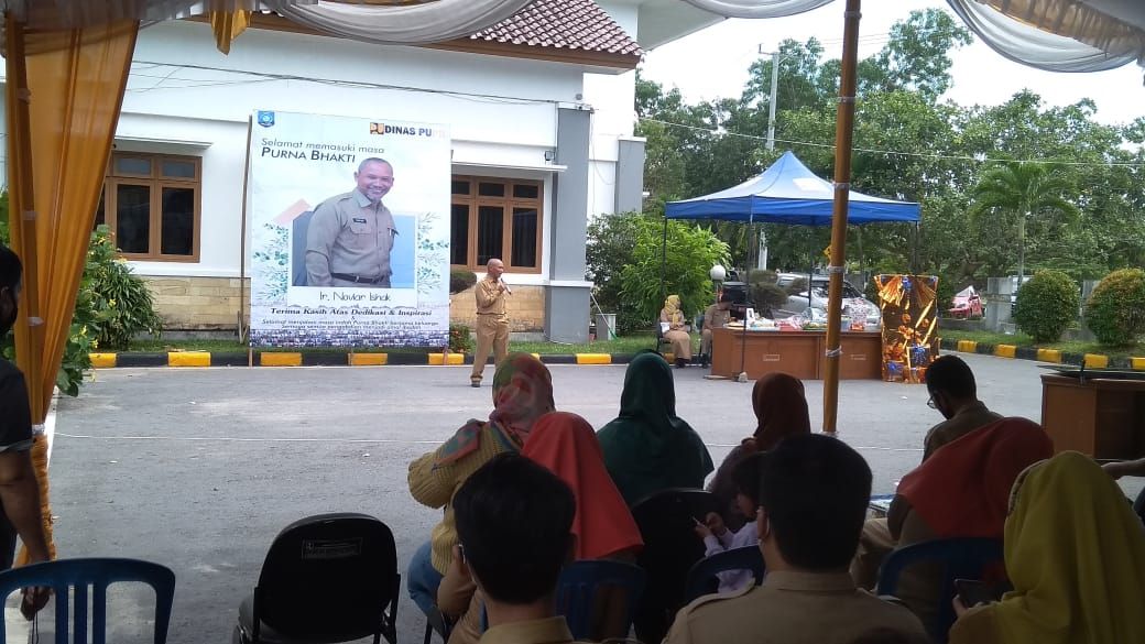 Acara Purna bakti Ir.Noviar Isyak Kadis PUPR Babel di Kantor PUPR Provinsi Babel.Selasa (24/11/20).