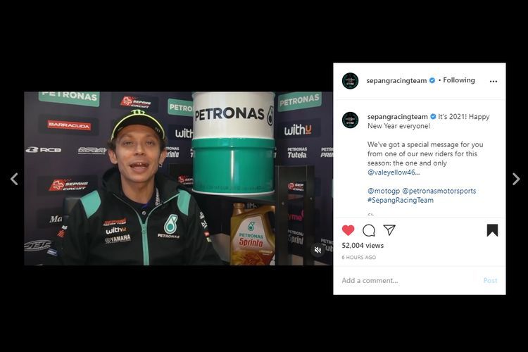 Valentino Rossi resmi berseragam Petronas Yamaha Sepang Racing Team (@sepangracingteam)  