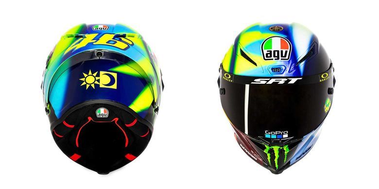 Desain helm Valentino Rossi untuk MotoGP 2021 dengan motif Soleluna terbaru (Dok. AGV)  