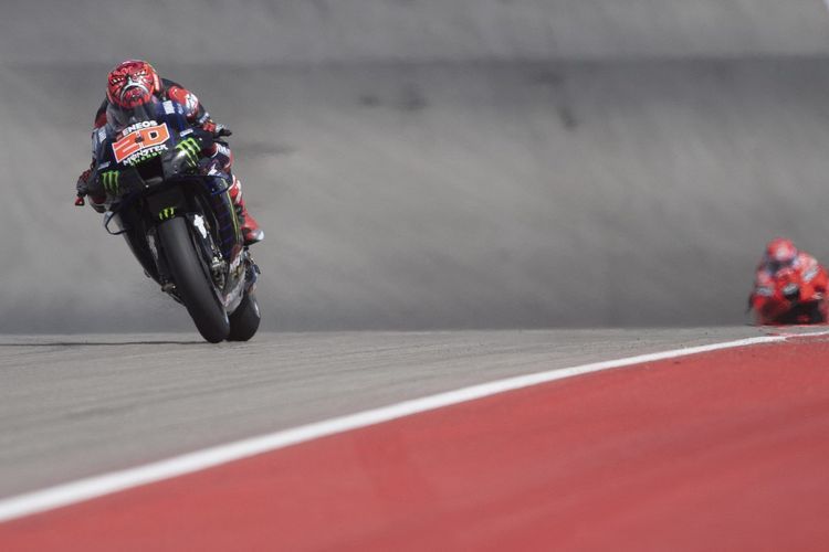 Fabio Quartararo saat berlaga pada MotoGP Amerika 2021. Mirco Lazzari gp/Getty Images/AFP (Photo by Mirco Lazzari gp / GETTY IMAGES NORTH AMERICA / Getty Images via AFP)(MIRCO LAZZARI GP)