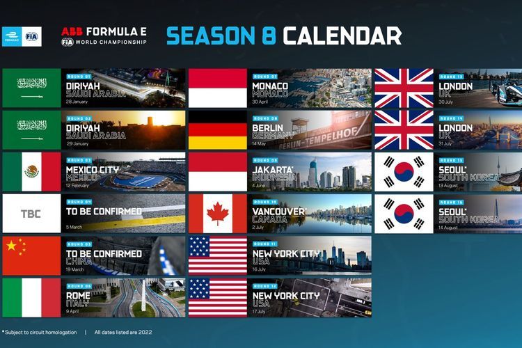 Kalender balap Formula E 2022 (Dok. FIA) 