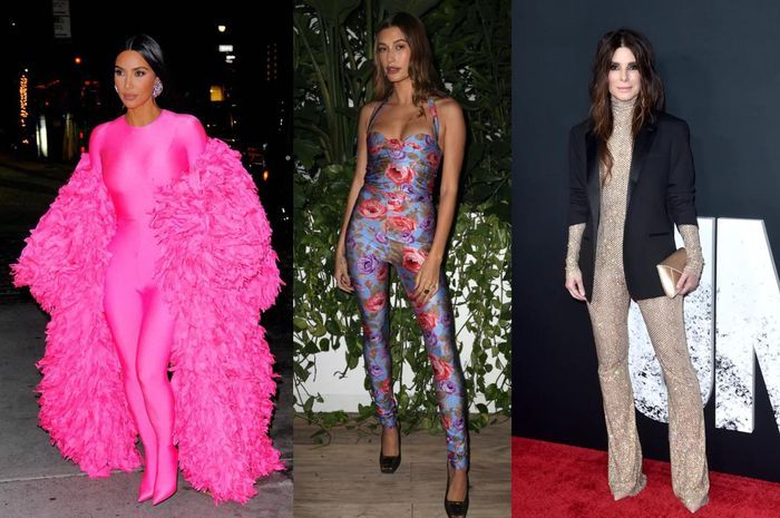 Gaya artis Hollywood saat memakai catsuit. 