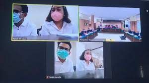 Terdakwa Adam Deni hadir secara virtual dalam sidang yang digelar Senin (14/3/2022) di Pengadilan Negeri (PN) Jakarta Utara. 
