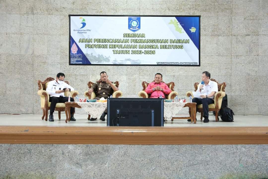 Seminar Arah Perencanaan Pembangunan Daerah Kepulauan Bangka Belitung Tahun 2023 - 2026, Rabu (30/3/2022).