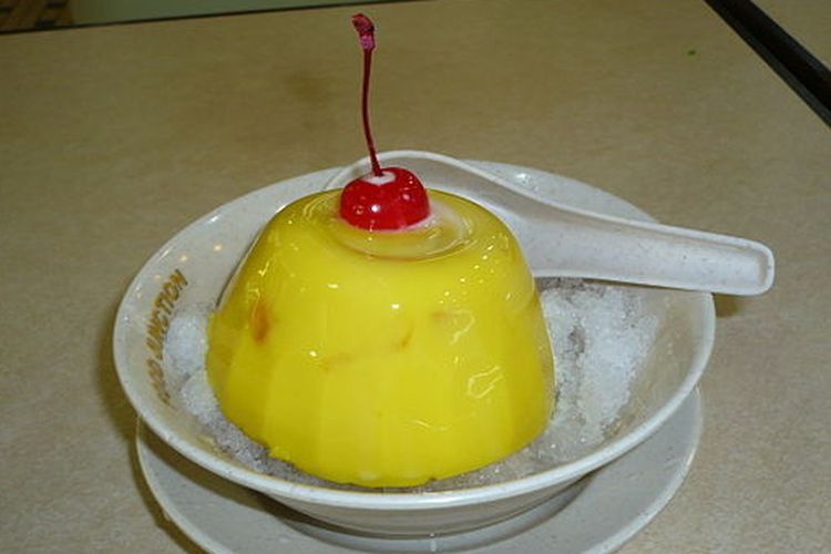 ilustrasi puding mangga.  okee kabarin bai ok kalo lah diparkiri radio