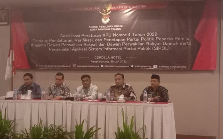 KPU Kota Pangkalpinang Gelar Sosialisasi Peraturan KPU Nomor 4 Tahun 2022