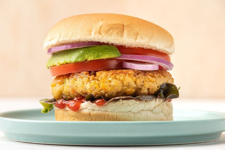 ustrasi burger tempe untuk bekal sehat anak ke sekolah.