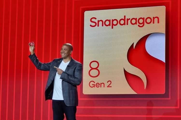 Chris Patrick, SVP and GM Mobile Handset Qualcomm Technologies memperkenalkan Snapdragon 8 Gen 2 di acara Snadragon Summit 2022 di Hawaii, Selasa (15/11/2022)