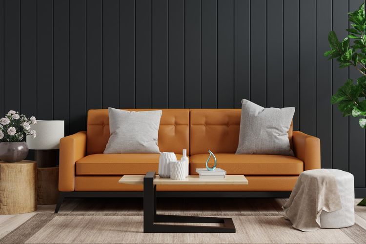 Ilustrasi sofa kulit. 