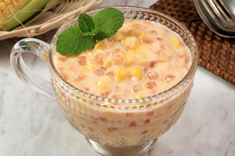 Ilustrasi olahan jagung manis yang bisa dijadikan bubur atau es menyegarkan.