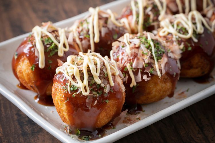 Ilustrasi takoyaki.  
