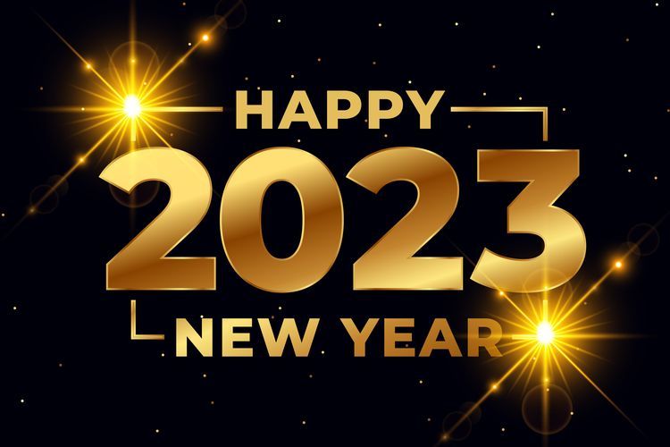 Selamat tahun baru 2023. Happy new year festival background with golden 2023 text vector 
