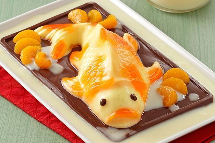 Ilustrasi puding ikan untuk Imlek. 