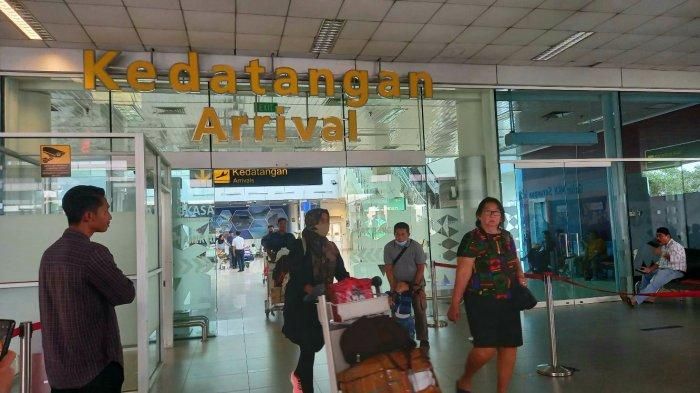 Suasana Bandara Depati Amir di pintu kedatangan pada momen H+8 arus mudik lebaran 2023, Senin (1/5/2023)    