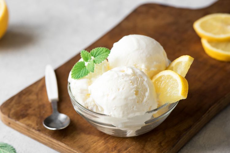 Ilustrasi es krim lemon.  
