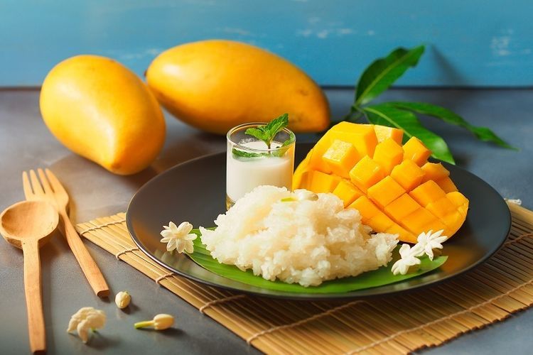 Ilustrasi kreasi Mango sticky rice 