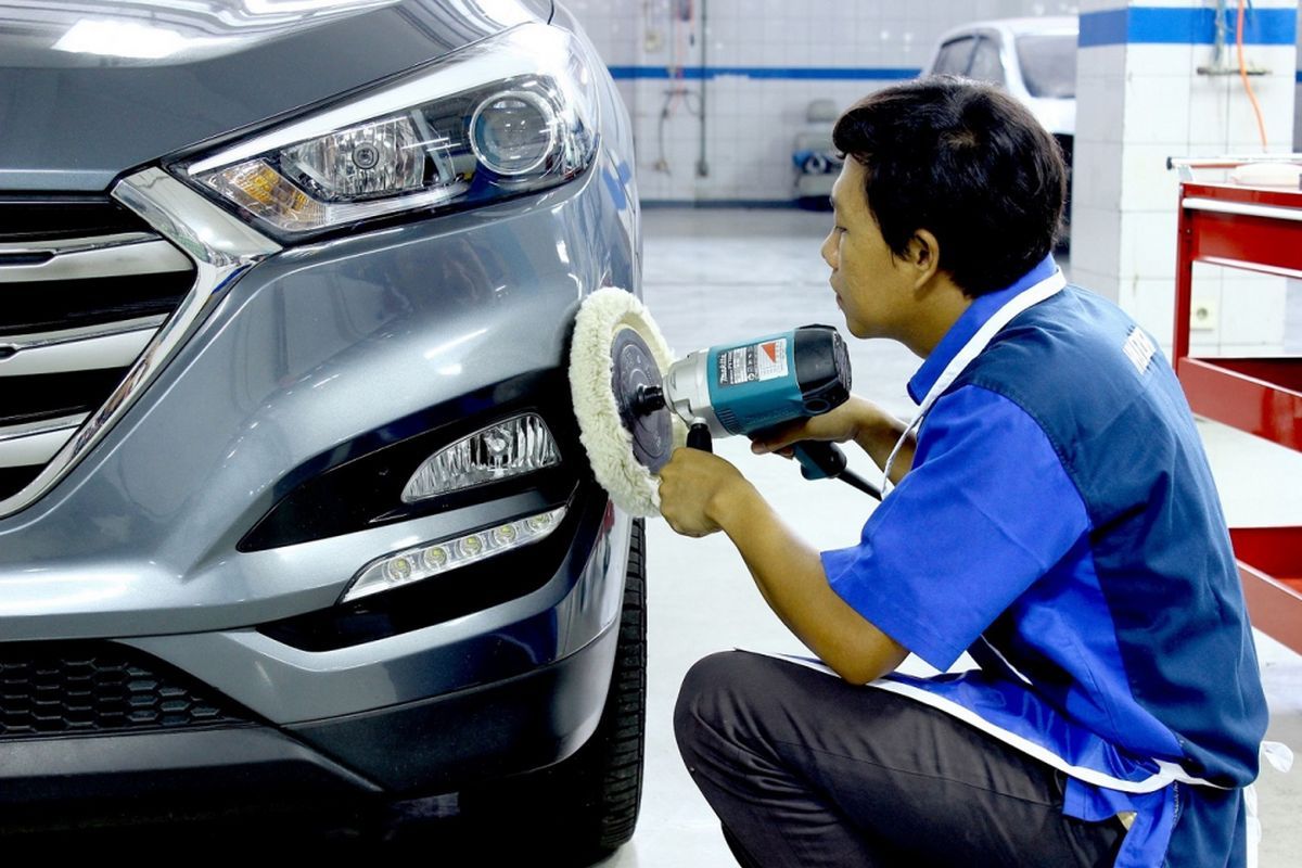 Jasa perbaikan bodi dan pengecatan di Bengkel Hyundai Cabang Simprug.(Hyundai Mobil Indonesia)  