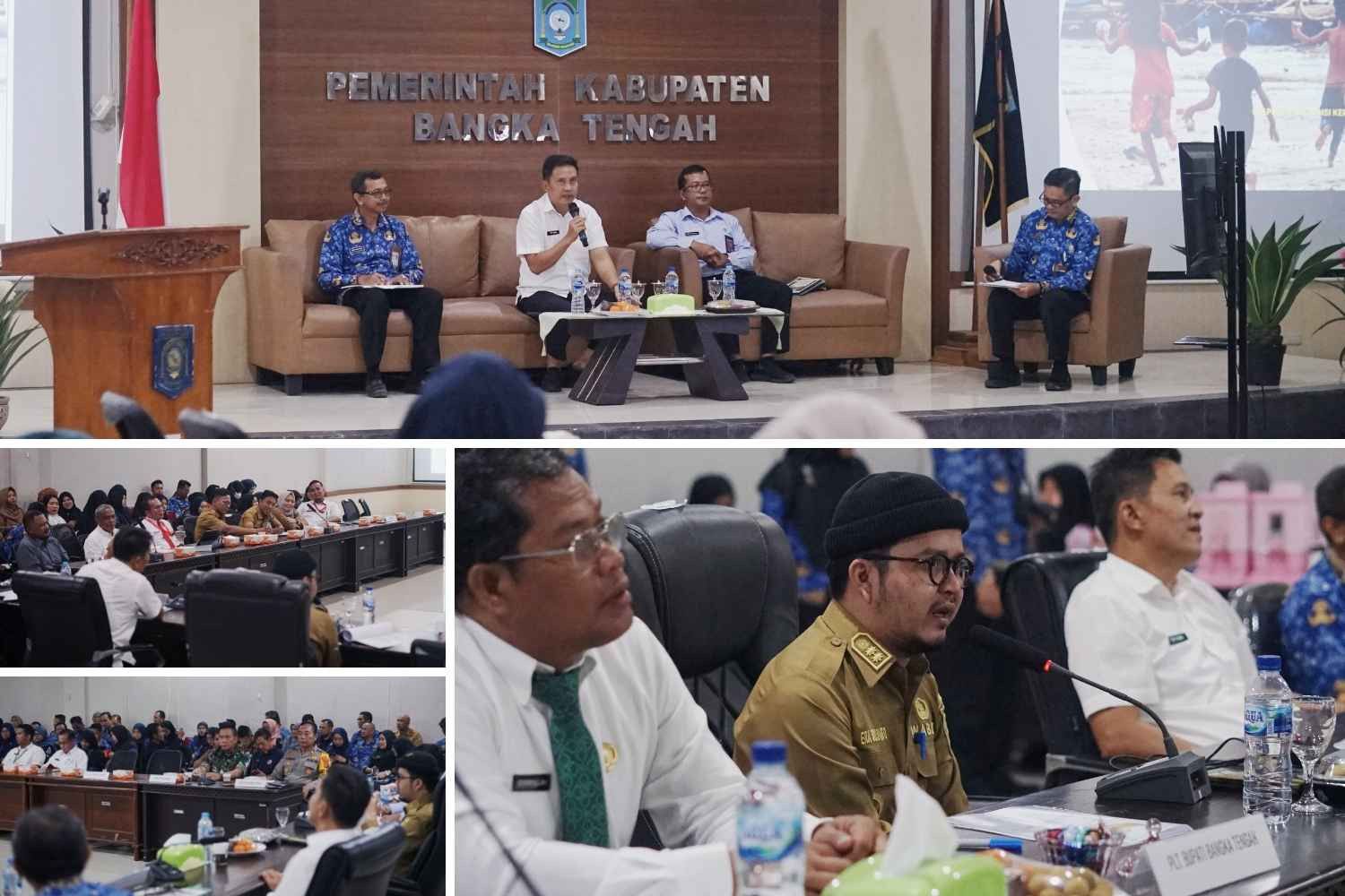 Rapat Koordinasi Penanggulangan Kemiskinan Daerah dan Pembukaan Pelatihan Sistem Perencanaan Pembangunan Berbasis Data Regsosek Terpadu (Sepakat) Kabupaten Bangka Tengah Tahun 2024 pada Selasa (01/10/2024).