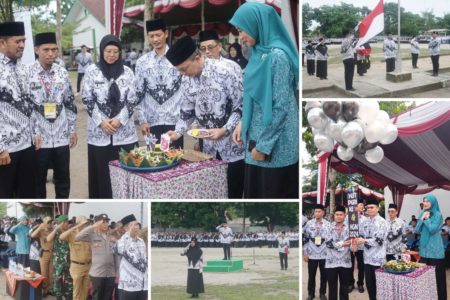 Upacara peringatan Hari Guru Nasional (HGN) sekaligus HUT PGRI, Senin (25/11/2024), di halaman SMPN 1 Koba