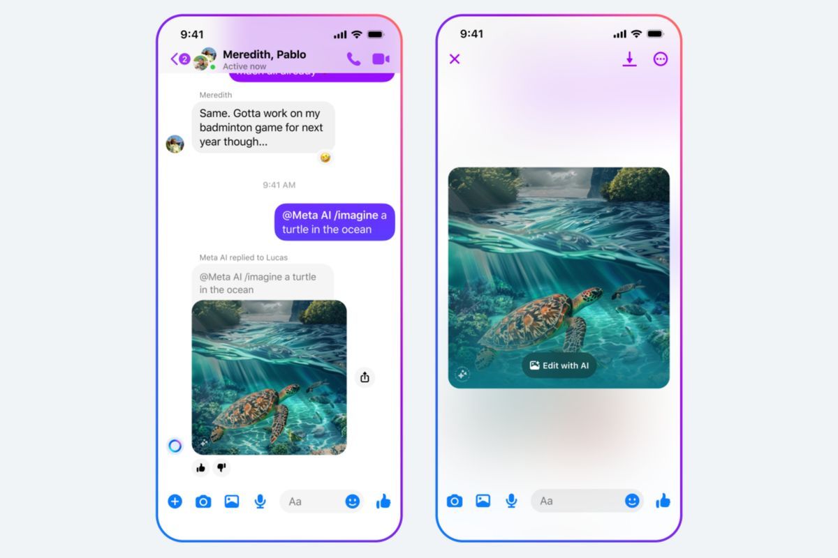 Ilustrasi pengguna bisa menggunakan Imagine Me Meta AI di chat.(Meta Newsroom)  