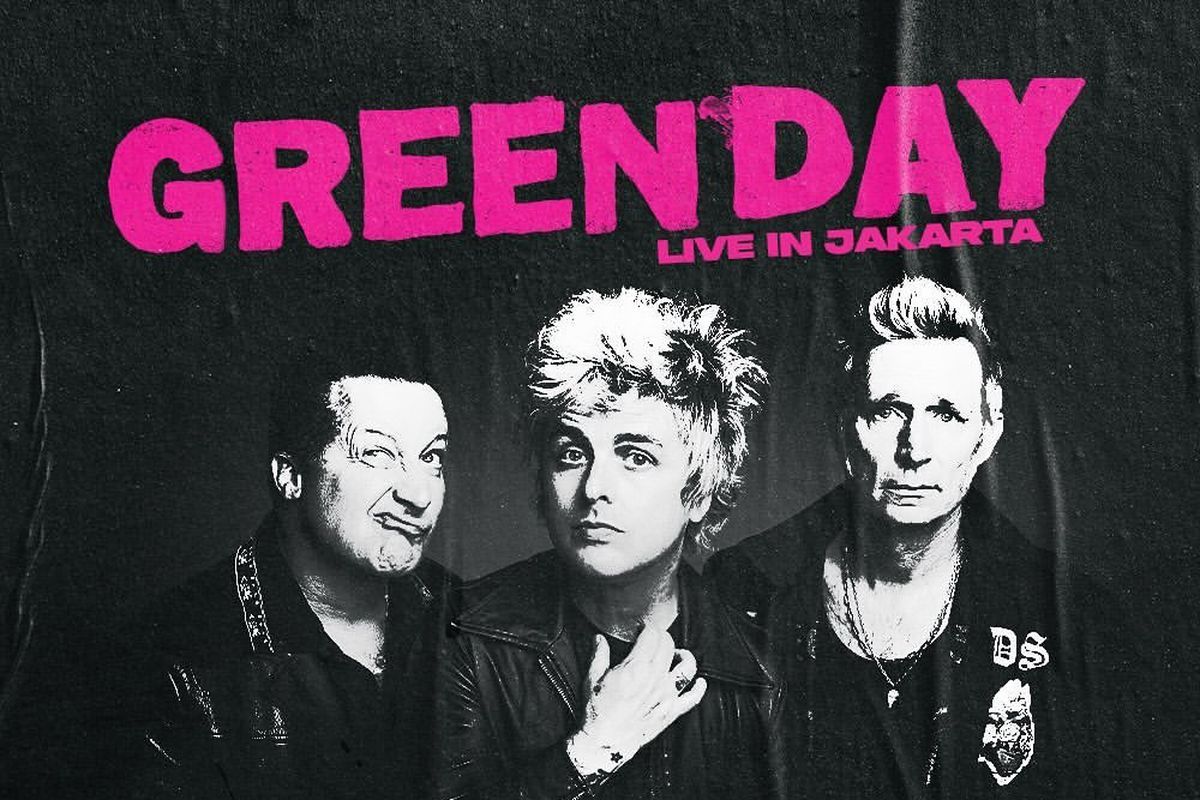 Poster konser Green Day Jakarta. Band rock asal AS Green Day bakal menggelar konser di Jakarta pada 15 Februari 2025.nt)