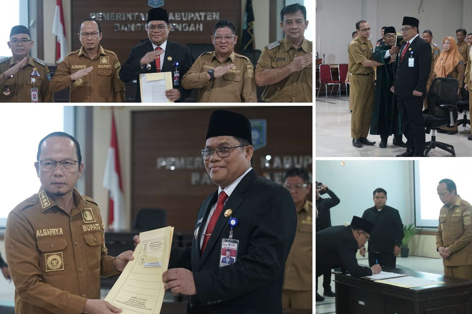 Prosesi pengucapan sumpah pengangkatan dirinya menjadi Penjabat (Pj) Sekretaris Daerah Bangka Tengah oleh Bupati Bangka Tengah.