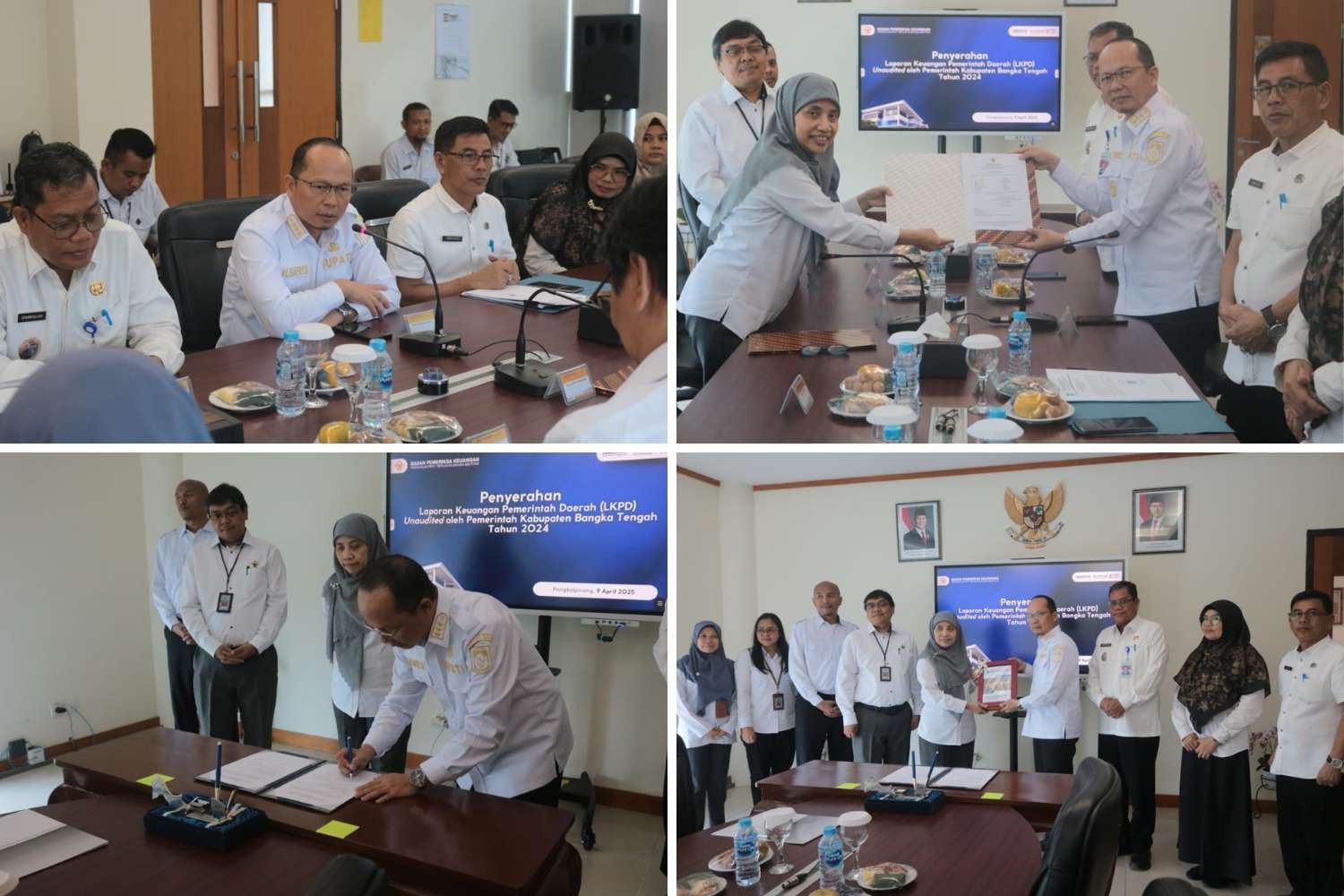 Pemerintah Kabupaten Bangka Tengah (Pemkab Bateng) menyerahkan Laporan Keuangan Pemerintah Daerah (LKPD) unaudited Kabupaten Bangka Tengah Tahun Angaran 2024 kepada Badan Pemeriksa Keuangan (BPK)