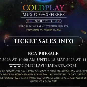 Link Pembelian Tiket Coldplay BCA Presale Hari Ini, Cek Cara Belinya!