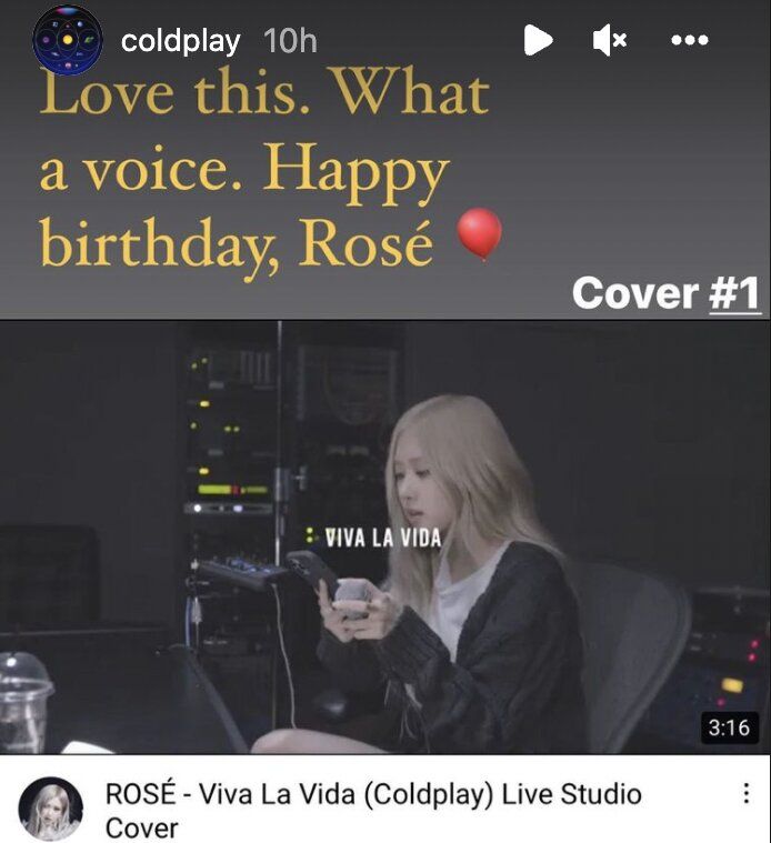 Reaksi Coldplay lihat cover Rose BLACKPINK