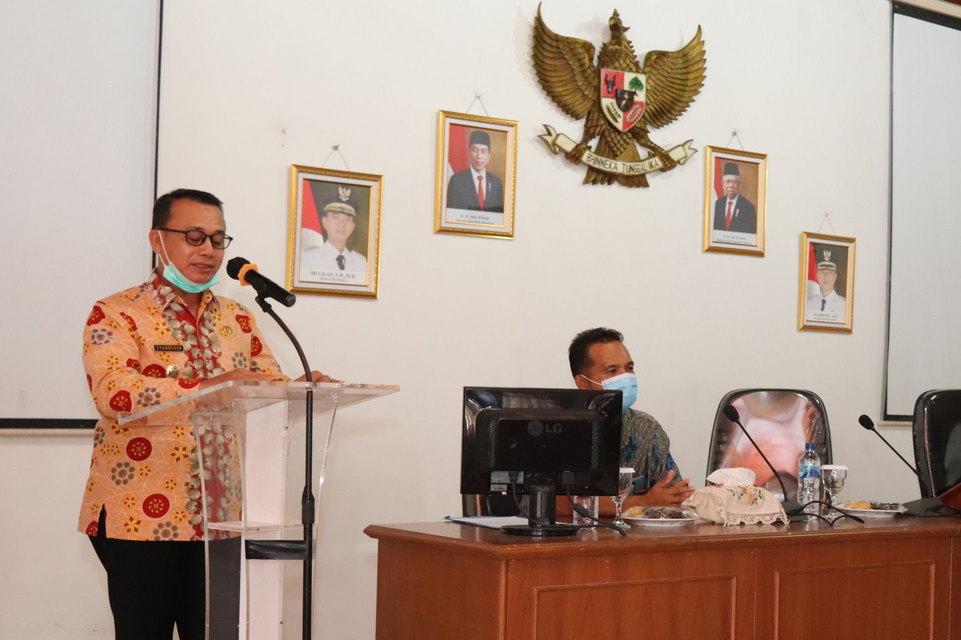 Wakil Bupati Bangka, Syahbudin membuka kegiatan bimbingan teknis bagi para pegawai yang mendekati umur pensiun di Ruang OR Bina Praja Kantor Bupati, Kamis (12/11/2020).