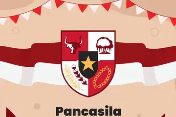 Ilustrasi nilai-nilai yang terkandung dalam Pancasila dari sila 1 sampai 5.