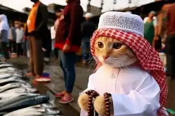 Ilustrasi kucing berpeci